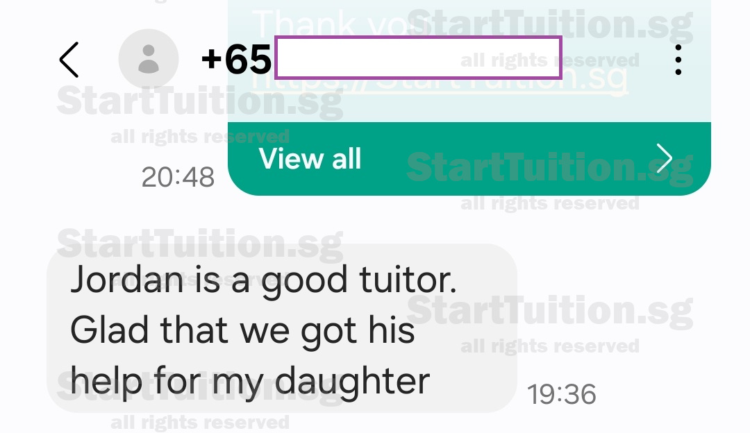 Screenshot of Parent's Testimonial for Sec 3NA Social Studies & Geography tuition